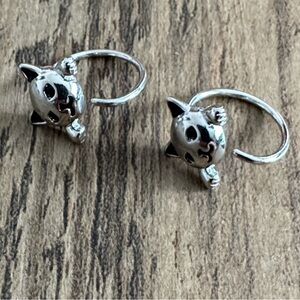Cute Cat Silver Earrings